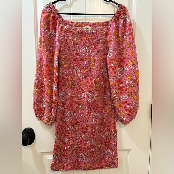 Jessica Simpson Smocked Boho Dress Midi 70’s Style Size Medium - Picture 1 of 4